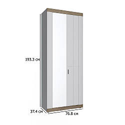 Шафа з висувною вішалкою Санторіні 76.8 см білий та дуб вікінг у коридор у скандинавському стилі