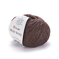 Yarnart SILKY WOOL (Сiлкi Вул) № 336 коричневий (Пряжа вовна з шовком, нитки для в'язання)