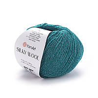 Yarnart SILKY WOOL (Сiлкi Вул) № 339 смарагд (Пряжа вовна з шовком, нитки для в'язання)