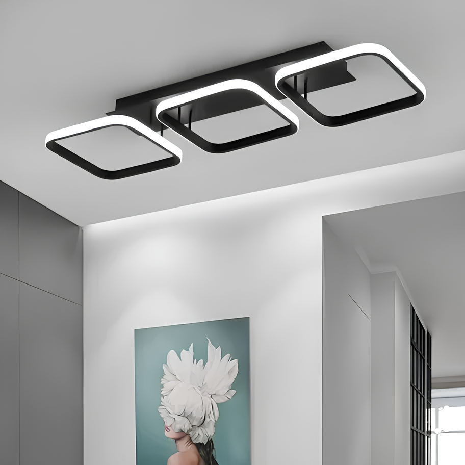 Прямокутна Led-люстра у чорному корпусі, освітлення до 10 м² CUBES, фото 1
