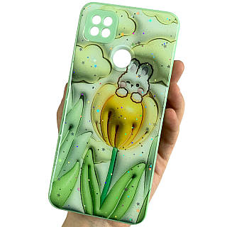 Чохол для Xiaomi Redmi 9C салатовий чохол з тюльпаном