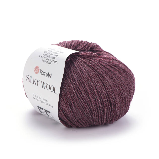 silkyさん Yarnart SILKY WOOL (Силки Вул) № 344 бордо (Пряжа шерсть с шелком