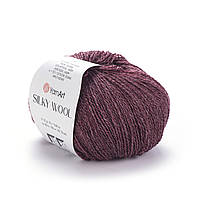 Yarnart SILKY WOOL (Сiлкi Вул) № 344 бордо (Пряжа вовна з шовком, нитки для в'язання)