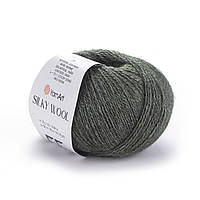 Yarnart SILKY WOOL (Сiлкi Вул) № 346 сіро-зелений (Пряжа вовна з шовком, нитки для в'язання)