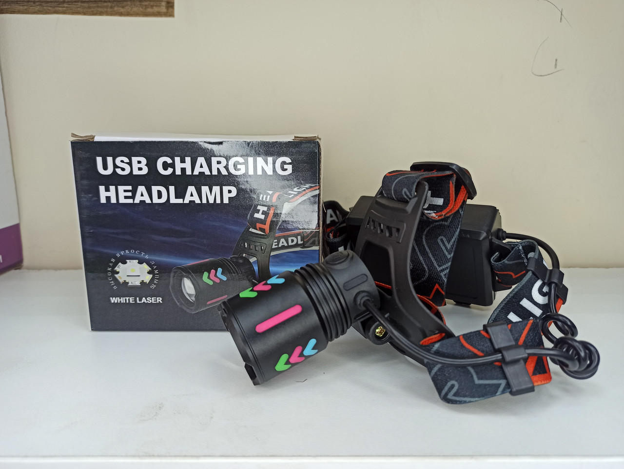 Ліхтар налобний NIGHT VISION FLUORESCENCE 8096 1 РЕЖИМ WHITE LASER LED PM10-TG+COB, 3x18650, power bank