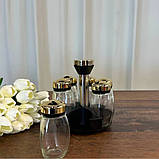 Набір для спецій 6 скляних ємностей на підставці Кухонний органайзер для приправ баночки та підставка, фото 3