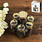 Набір для спецій 6 скляних ємностей на підставці Кухонний органайзер для приправ баночки та підставка, фото 2