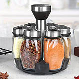 Набір для спецій 6 скляних ємностей на підставці Кухонний органайзер для приправ баночки та підставка, фото 9