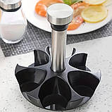 Набір для спецій 6 скляних ємностей на підставці Кухонний органайзер для приправ баночки та підставка, фото 7
