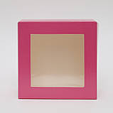 Коробка для тістечок рожева 130*130*60 з вікном, фото 3