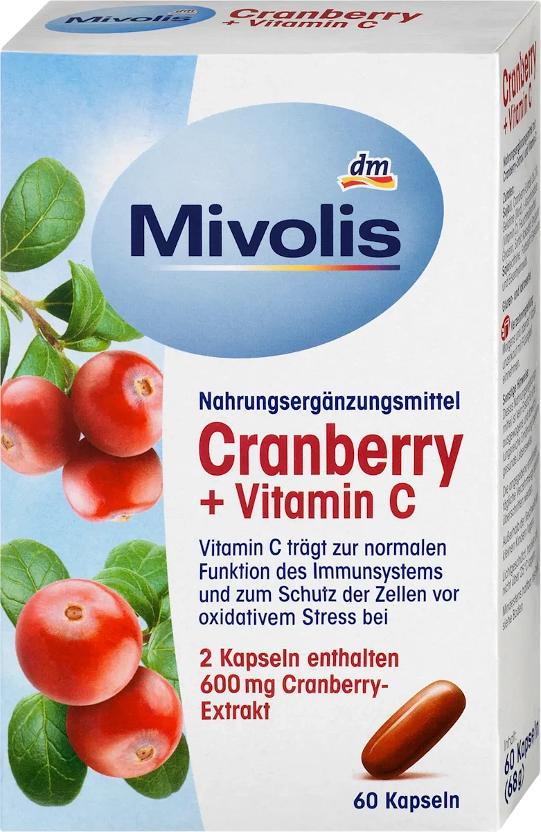 Біологічно активна добавка Mivolis Cranberry + Vitamin C, 60 шт, фото 1