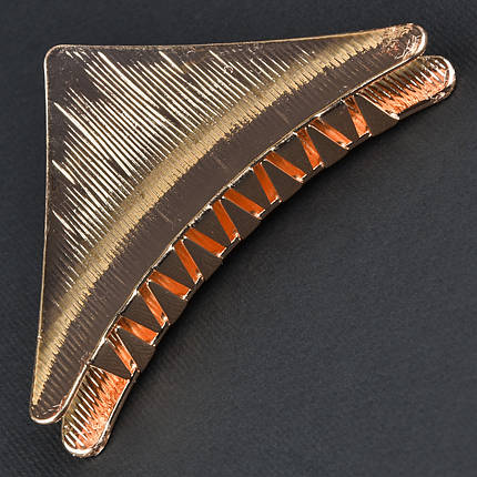 Шпилька краб металевого бронзового кольору трикутник із візерунками розмір 75х40х25 мм, фото 1