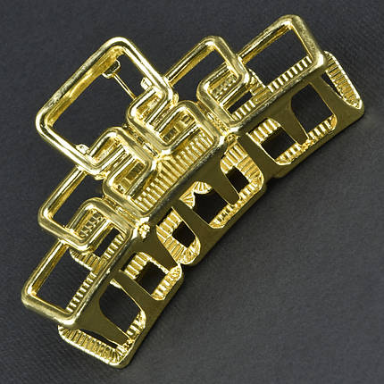 Шпилька краб металевий лимонного кольору класична з візерунками розмір 65х30х30 мм, фото 1