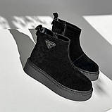 Зимові чорні черевики з натуральної замші, фото 2