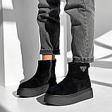 Зимові чорні черевики з натуральної замші, фото 3