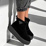 Зимові чорні черевики з натуральної замші, фото 6