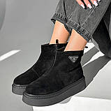 Зимові чорні черевики з натуральної замші, фото 8