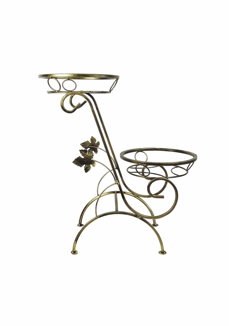 Декоративна металева підставка для рослин Сани на 2 горщики, дно вазону d-20 см, Хатинка, фото 1