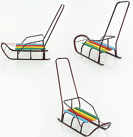 Санки "Класик" З ручкою Плоскі полозья Бордові (53734)