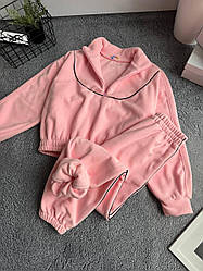 Жіночий теплий м'який весняний флісовий костюм кофта на блискавці і штани на манжеті двосторонній фліс полар OS