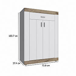 Висока тумба в передпокій Санторіні 73.8 см білий та дуб вікінг у скандинавському стилі