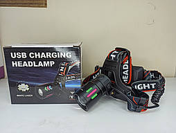 Ліхтар налобний NIGHT VISION FLUORESCENCE 8083 1 РЕЖИМ WHITE LASER LED PM10-TG+COB, 2x18650, ЗУ Type-C, zoom