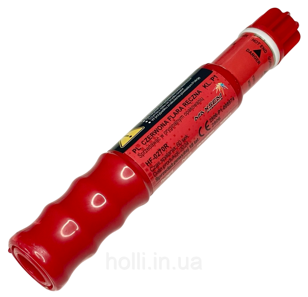 Червоний надяскравий морський Фаєр Maxsem HF-0270R, 60 сек, кольоровий вогонь, факел, фальшфеєр, не гасне у воді