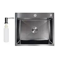 Lidz Handmade H6050B Мойка для кухни интегрированная Brushed Black PVD 3,0/1,0 мм