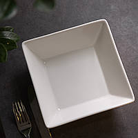 Квадратна тарілка біла 13.5 см салатниця порційна з порцеляни 500 мл посуд для кафе та ресторану Хорека