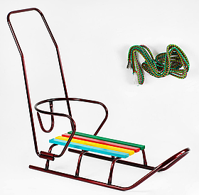 Санки "Класик" З ручкою Круглі полозья Бордові (123598+)