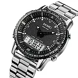 Чоловічий годинник із подвійною індикацією Skmei 1898SIWT Silver-White, фото 3