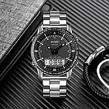 Чоловічий годинник із подвійною індикацією Skmei 1898SIWT Silver-White, фото 4