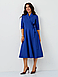 :Жіноче класичне офісне плаття-міді на запах, на роботу, в офіс, синє, фото 4
