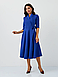 :Жіноче класичне офісне плаття-міді на запах, на роботу, в офіс, синє, фото 2