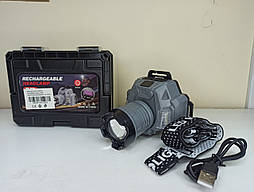 Ліхтар налобний HX-915-P50+2SMD(White)+2SMD(Red), 2x18650, power bank, ЗУ Type-C, zoom, BOX