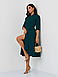 :Жіноче класичне офісне плаття-міді на запах, на роботу, в офіс, темно-зелене, фото 4