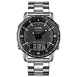Чоловічий годинник із подвійною індикацією Skmei 1898SIBK Silver-Black, фото 2
