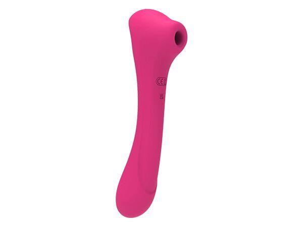 Вібратор та вакуумний кліторальний стимулятор 2-в-1 Alive Quiver Magenta Pink оновлена модель, фото 1