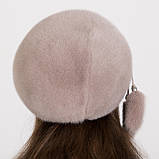 Жіночий норковий класичний Берет з прикрасою сбоку, фото 4