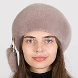 Жіночий норковий класичний Берет з прикрасою сбоку, фото 2