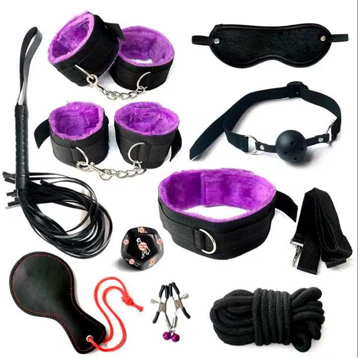 БДСМ набір з 10 предметів (3) — Фіолетовий — Садо-мазо, фото 1