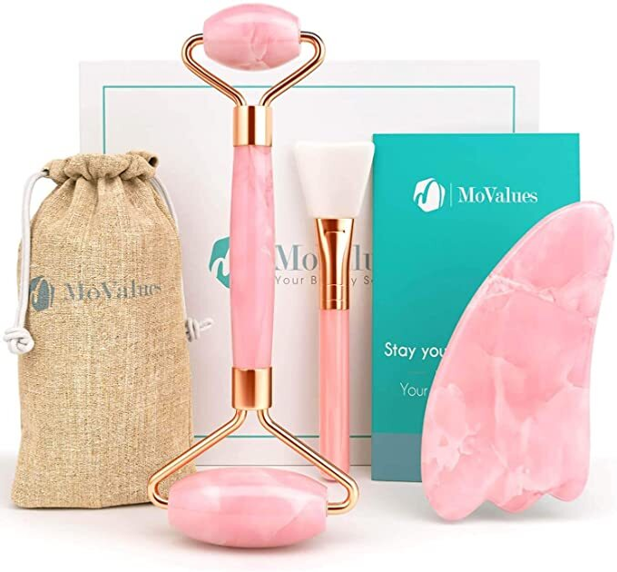 Інструменти для догляду за обличчям MoValues Jade Roller&Gua Sha, Amazon, Німеччина