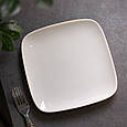 Тарілка квадратна плоска 20 на 20 см з порцеляни блюдо для подачі закусок хорека Lugi, фото 2