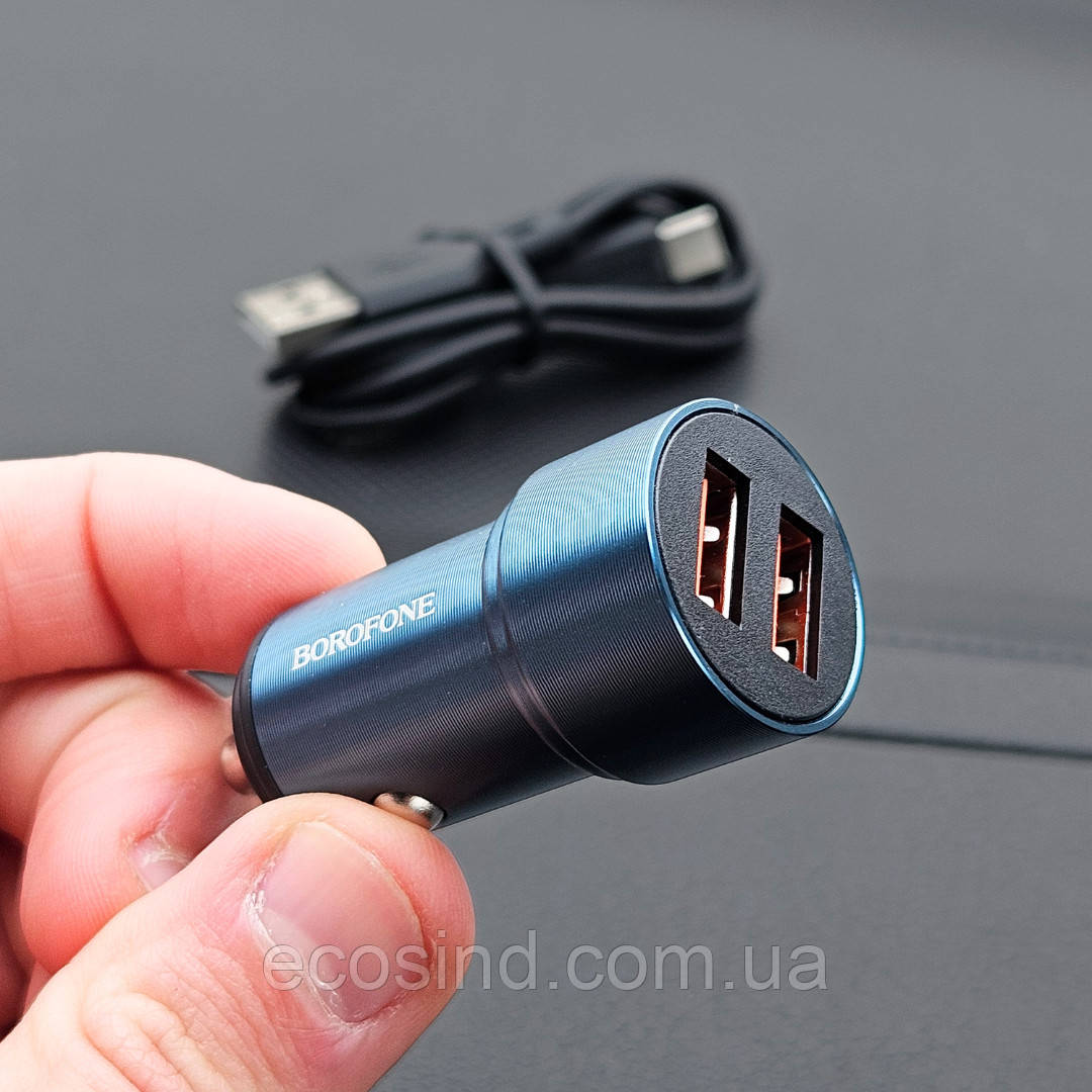 Автомобільний Зарядний Пристрій 18W Borofone BZ19A + Type C