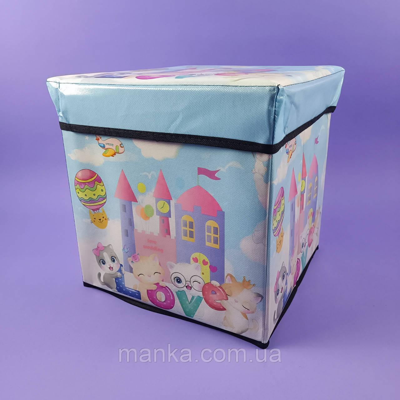 Коробка складна корзина для зберігання речей іграшок Stenson  31*31*31см R89687 блакитний колір, фото 1