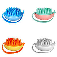 Масажна щітка шабер для миття голови та волосся з ручкою-ременем