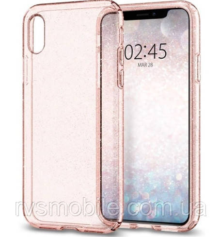 Силіконовий чохол для iPhone XS Max - Glitter з блискітками, Рожевий