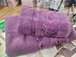 Махрові рушники турецькі баня 140х70 та лице 90х50см. Банні рушники 2 в 1 махрові