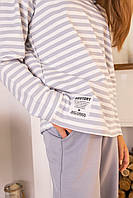 Джемпер підлітковий для дівчинки в полоску з розрізами по боках двухнитка