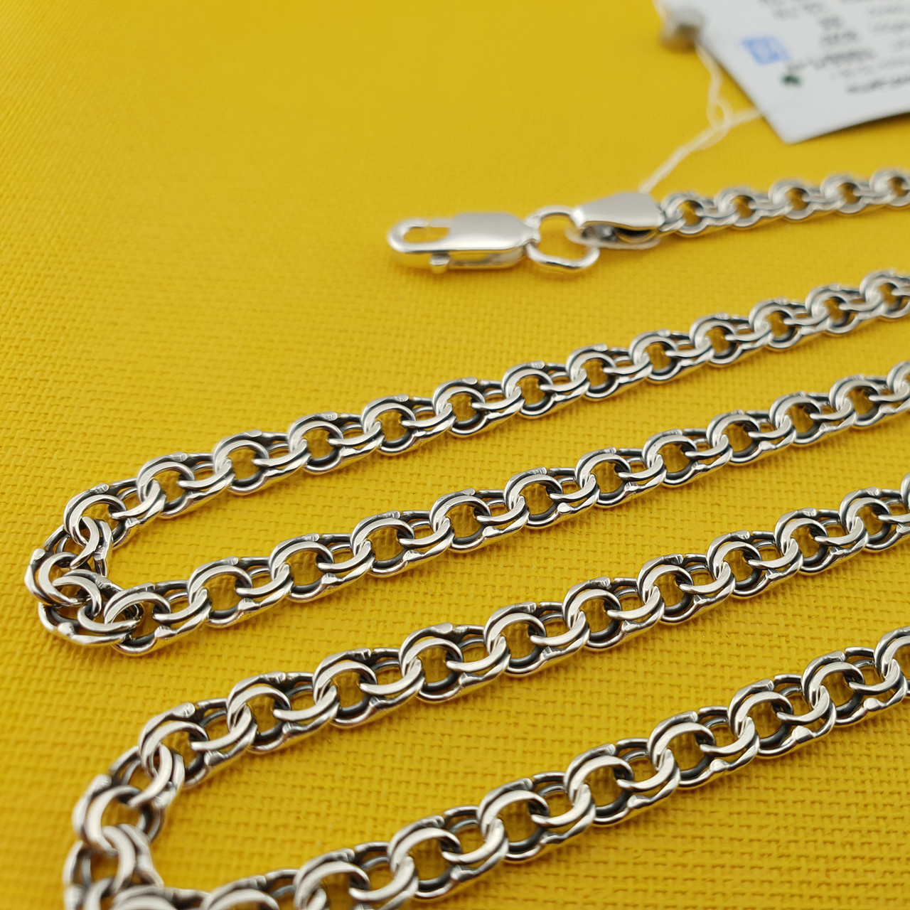 Чоловіча ланцюг плоский бісмарк срібло. Ширина 4,5 мм. 50 см, фото 1